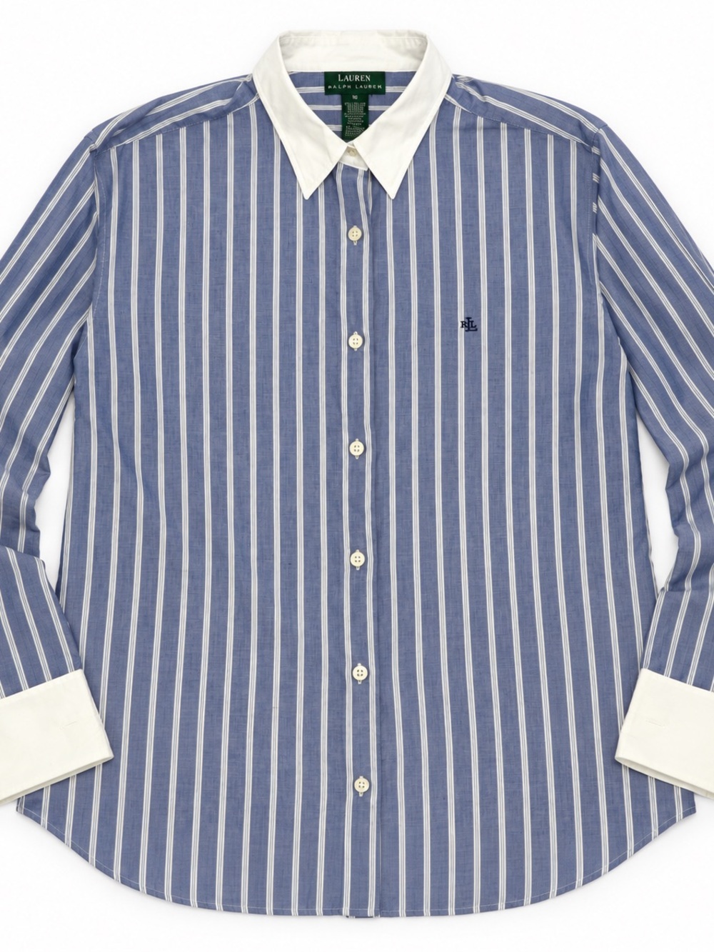 Lauren Ralph Lauren Blue White Striped Button-Down Shirt Women’s Size 16